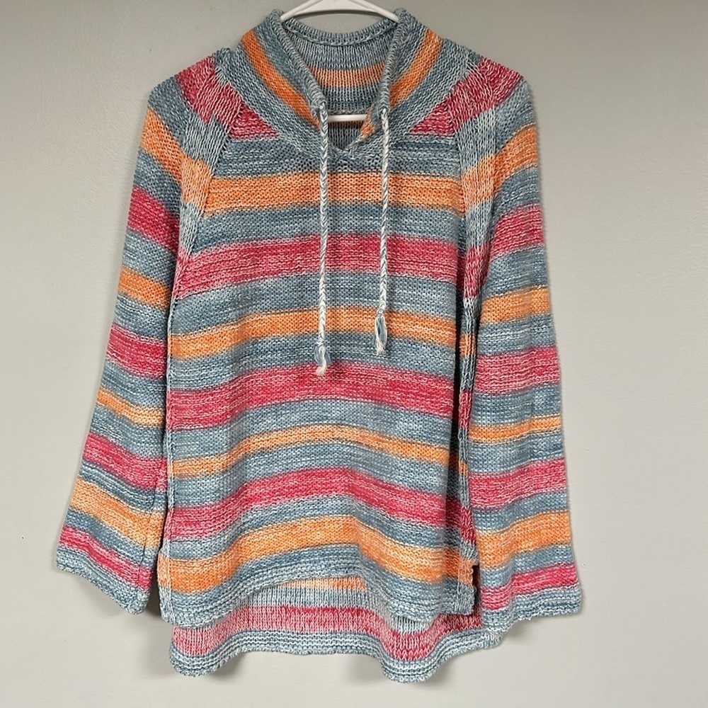 Beautiful Multi-Color Stripe Loose Knit Sweater , L